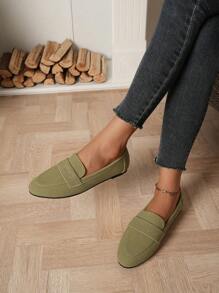Plus Size Women's Wide Width Suede Flat Loafers, Summer