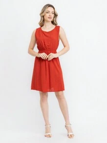 JIN SER Viscose Dress - Orange - View 2