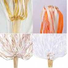 10 Pieces Lace Ribbon Wedding Wand Sticks Champagne Ribbon Streamers Party Streamers With Bells Silk Fairy Stick Wands For Wedding, Parties, Holiday Celebration, Activities,Christmas