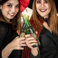 12 件复古恐怖万圣节酒瓶标签贴纸，万圣节派对酒瓶标签装饰纸防水贴纸万圣节派对礼物秋季、圣诞节 - 彩色 - 查看 4