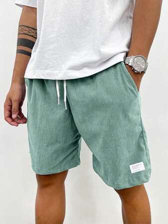 Men's Casual Corduroy Loose Fitting Knee-Length Bermuda Shorts