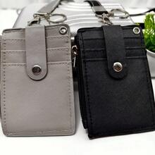 1 pieza de caja de almacenamiento de tarjetas con cremallera para colgar en el cuello, de piel sintética, portátil, ligera, para profesores y estudiantes, suministros de trabajo, tarjeta de identificación para el campus, tarjeta de autobús, tarjeta de identificación para estudiantes y empleados, de uso universal para estudiantes, empleados y profesores, tarjeta de identificación para estudiantes, empleados y profesores, tarjetero, cartera, tarjetero, tarjetero de visita, tarjetero de crédito, cordón para profesores, tarjetero para mujer, minicartera para mujer, tarjetero