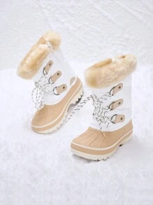 Boys Girls Toddler Winter Snow Boots Mid Calf Boots Waterproof Warm For Snowball Fights And Ski,Christmas Gifts - 彩色 - 查看 1
