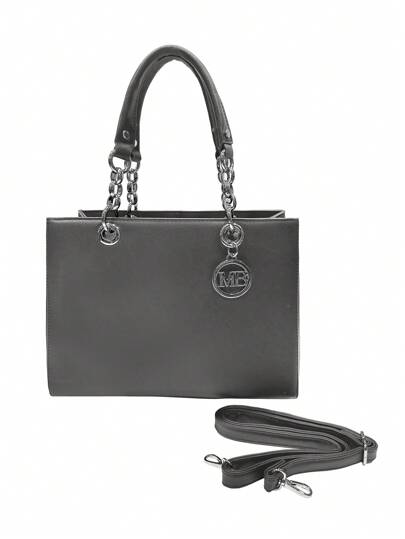 Bolsos tote para mujer MILANO, de piel de PU, minimalista, de lujo discreto, de moda, de negocios casuales, de unicolor, de alta capacidad, grandes para trabajo, viajes, citas, con decoración de cadena, de alta calidad, de gran capacidad, 34cm*14cm*25cm
