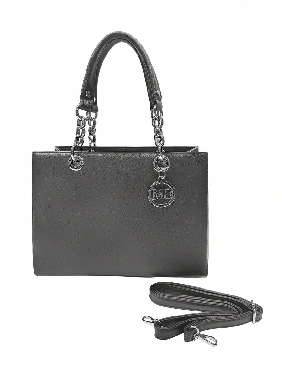 Bolsos tote para mujer MILANO, de piel de PU, minimalista, de lujo discreto, de moda, de negocios casuales, de unicolor, de alta capacidad, grandes para trabajo, viajes, citas, con decoración de cadena, de alta calidad, de gran capacidad, 34cm*14cm*25cm