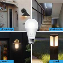 2 Packs Dusk To Dawn Motion Sensor LED Light Bulb, 60/80 Watt Equivalent, Energy Efficient 9W/12W, E26 E27 Base, Daylight White 6500K, Non-Dimmable