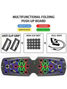 lpcbec 1set Multi-Function Foldable Push-Up Board Fitness Exercise Equipment - Upgraded Model a (push-up Board + Handle + Tension Rope) - View 2