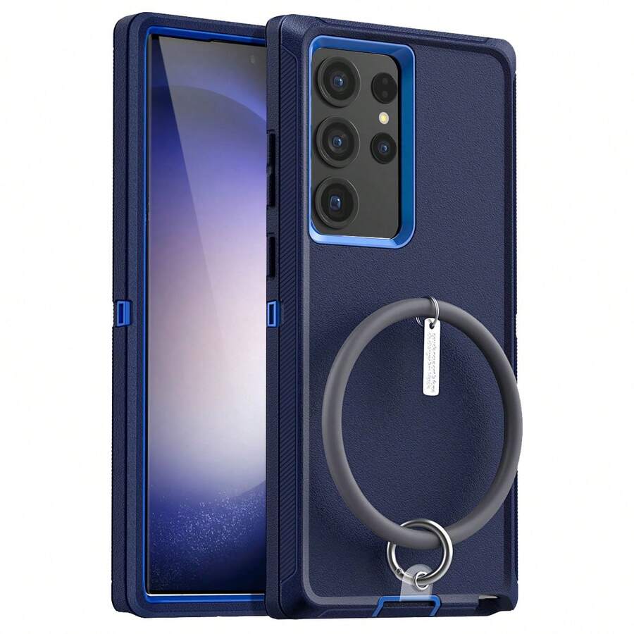 For Samsung Galaxy S23 Ultra Case Heavy Duty Military Drop Shockproof Rugged 3-Layer Protective Cover With Detachable Wrist Ring. - Màu xanh hải quân - Xem 1