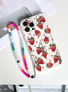 1 ốp lưng điện thoại TPU màu trắng họa tiết dâu tây chống rơi vỡ và 1 dây đeo điện thoại đính hạt nhiều màu sắc, tương thích với các điện thoại /Android như Galaxy S23 Ultra, Galaxy A13 4G, Galaxy A12, Galaxy S22 Ultra, OPPO A54, Galaxy A54, , Galaxy A05S, Galaxy A34, Galaxy Redmi Note 13, Galaxy A14, Galaxy A32 4G, phiên bản quốc tế, không phải phiên bản nội địa. - Nhiều màu - Xem 3