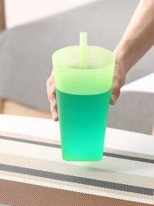 Plastic Tumbler Set With Built-In Straw, 12.17oz Portable Drinking Cup, Summer Outdoor Juice Water Glasses For Students - Assorted Colors - Multicolor - View 4