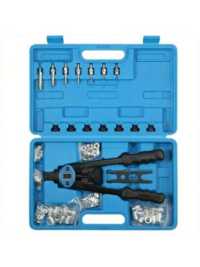 Professional 110PCS Hand Nut Tool M3- M12 Repair Kit Riveter Rivnut Gun Mandrels,Hand Rivet Nut Tool, 13" Long Handles Hand Riveter Rivnut Tool Kit