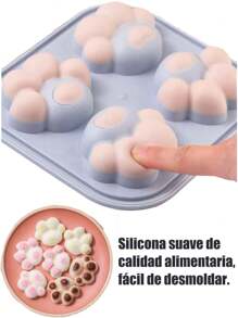 cubitos de hielo con forma de animal, bandejas de cubitos de hielo con forma de gato de silicona, moldes versátiles para chocolate con forma de gatito, bandejas para cubitos de hielo para pudín, gelatina, dulces, whisky y cócteles congelados, accesorios, suministros de cocina, artículos esenciales para apartamentos, suministros para fiestas de Halloween. - Azul - Ver 6
