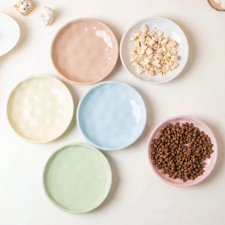 Pet Ceramic Licking Plate Canned Cat Food Plate Silicone Anti Slip Design Pet Food Plate - Multicolor - View 1
