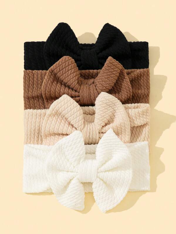 4pcs Solid Color Bow Baby Headbands Love Valentine