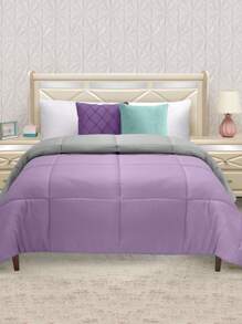 Home Elephant Single Duvet Quilt Two Views Soft Quilted - Lilac Purple - View 2