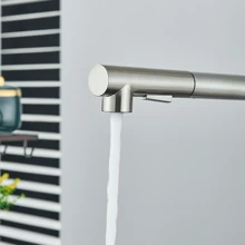 Brushed Nickel Kitchen Sink Mixer Taps 360° Rotation Pull Out Spray Stainless Steel Tap Single Lever Faucet With 2 Water Outlet Modes - Silver - View 8