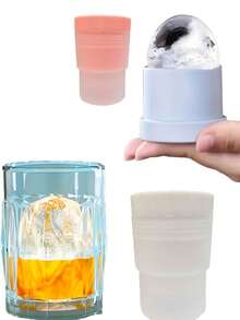 4pcs Large Round Ice Ball Maker Mold Tray For Cocktail, Spherical Silicone Ice Cube Maker With Lid, Whiskey Large Round Ball Mold, Whiskey, And Wine - Stackable Ice Cube Tray For Home And Professional Use - Multicolor - View 6