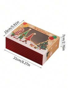 聖誕餅乾盒 5入 牛皮紙大號附蓋餅乾罐 烘焙聖誕零食盒 糖果餅乾盒 適合送禮 食品包裝容器 聖誕禮品袋 - 棕色 - 查看 2