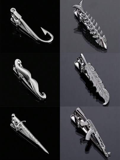 1入獨特的朋克武器形狀領帶夾，男士領帶配飾