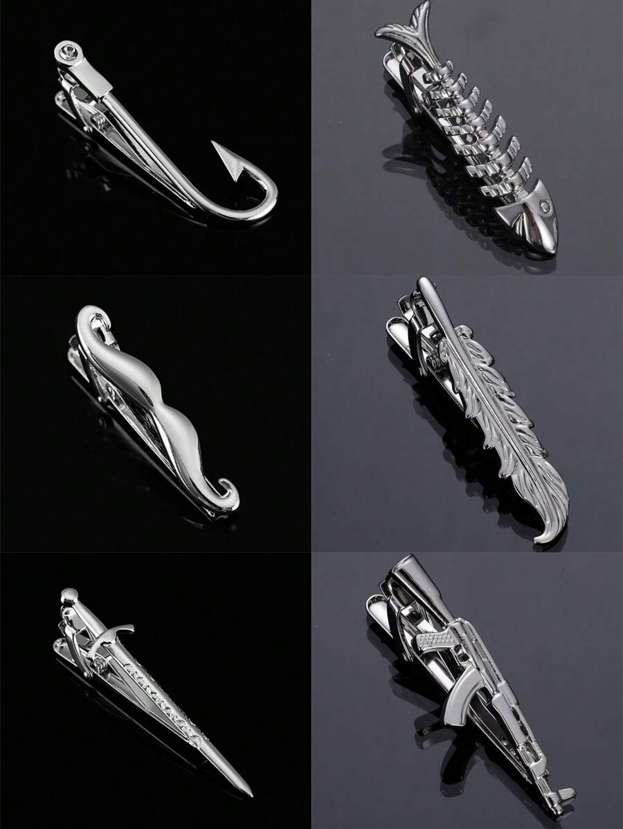 1入獨特的朋克武器形狀領帶夾，男士領帶配飾 - 銀色 - 查看 1