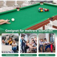 Folding Pool Table, Portable Billiard Table With 2 Cues, 2 Chalks, 16 Balls, Triangle & Brush, Foldable Leisure Pool Table For Children And Adults, 138 X 67 X 79.5 Cm - Green - View 3