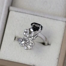 Anillo abierto creativo y lindo con diseño de pata de perro pug, accesorio de joyería exquisito de mascota cachorro apto para mujeres, niñas, regalos para la fiesta, vacaciones de la esposa - Plateado - Ver 5