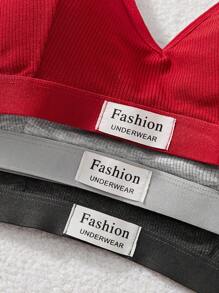 3pcs/Set Women's Comfortable Wireless Soft Cup Solid Color Bras - Multicolor - View 7