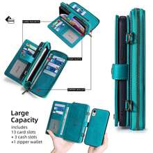 Compatible With IPhone 11 Wallet Case,IPhone 11 Case With Card Holder,Multi-Function Wallet Case,2 In 1 Detachable Magnetic Wallet Case With Card Holder,PU Leather Flip Cover With Lanyard,13 Card Slots Blue For Halloween, Christmas, Birthday, New Year Gifts, Gifts For Friends