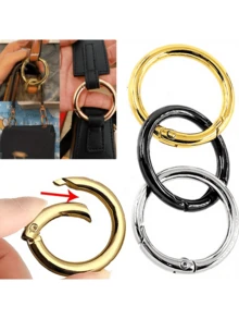 3 件装多用途金属登山扣 O 形环 - 安全弹簧扣，适用于钥匙链、包包和 DIY 珠宝 - 彩色 - 查看 1