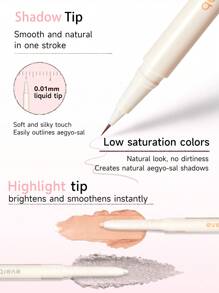 Everbab 双头轮廓和高光化妆笔 - 自然动态高光和阴影二合一 - Milky Apricot+ Tea Brown - 查看 3