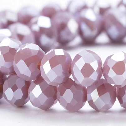 4 毫米、6 毫米、8 毫米浅紫色 AB 刻面圆形玻璃珠，适用于制作手链项链 DIY
