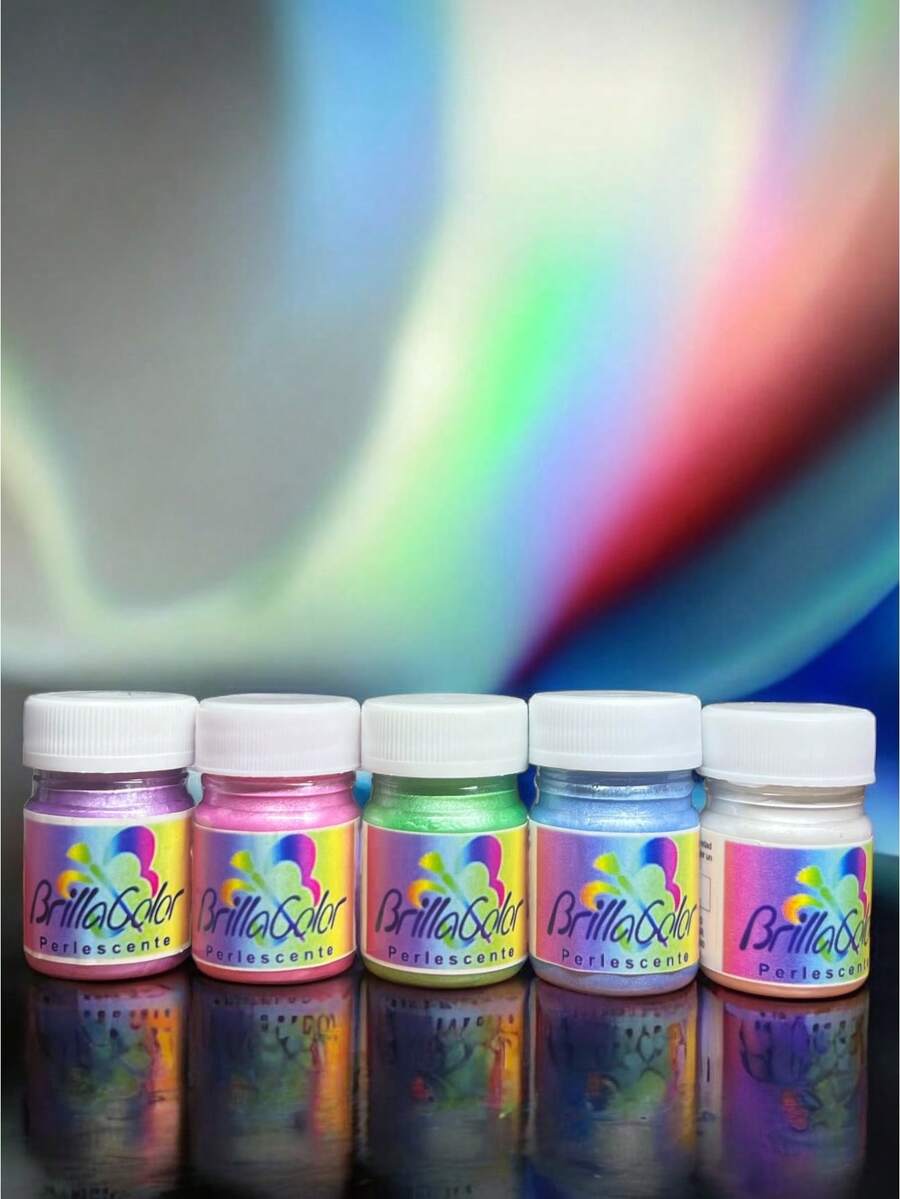 Set Of 5 Pearlescent Shimmer Color Acrylic Paints. - Assorted Colors - View 1