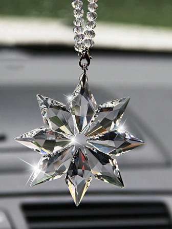 1 st lyxig kristall snöflingaformad bilbackspegelhängsmycke