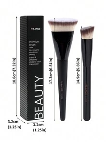 MAANGE 2pcs Soft Makeup Brush Set, Protable Smudge Cosmetic Brush Makeup Brush With Foundation Brush Blush Brush Loose Powder Brush Eye Shadow Brush Contour Brush Highlighter Brush Makeup Tools Gift For Women & Girl Travel Makeup Brush﻿ - 黑色 - 查看 3