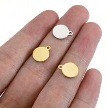10 件不锈钢圆形空白吊坠饰品适合 DIY 珠宝制作项链手链配件 - 圓形吊墜 - 查看 5