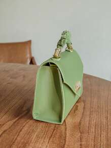 Women's Minimalist Flap Crossbody Bag - 軍綠色 - 查看 3