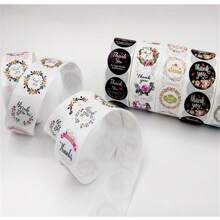 1 rouleau, 500 pièces, étiquette cadeau en papier kraft de 0,98 pouce avec décoration de branche d'olivier estampée à chaud, autocollant de remerciement, étiquette d'emballage de sac décoratif, décoration de cadeau de fête, étiquette autocollante