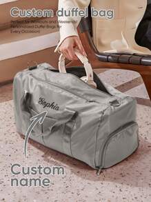 1pc Custom Name Gym Bag, Personalized Travel Bag With Name, Personalized Large Capacity Waterproof Fitness Bag, Custom Multi-Functional Portable Shoulder Bag, Custom Duffle Bag