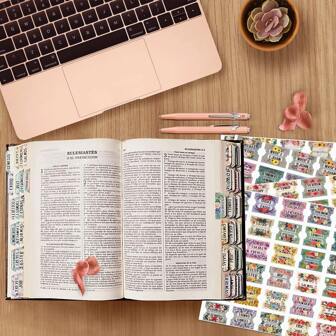 66 spanische Tabs für Altes und Neues Testament, spanische Bibeltabs, spanische Bibellabels, großes laminiertes Blumendesign, Zubehör für Bibeljournal, Schulmaterial, Rückkehr zur Schule