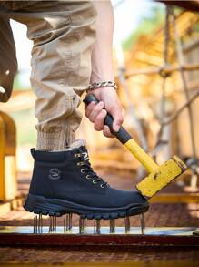男士保暖安全工作靴，大码保暖高帮户外工业鞋，合成革鞋面搭配EVA鞋底，适合建筑、采矿、徒步、狩猎等活动，秋冬季御寒靴。