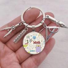 Compass Ballpoint Pen Math Gem Teacher Keychain, For Teachers, Graduates Car Accessories Bag Charm Backpack For School Letter Christmas Gift Ideas - Multicolor - View 1