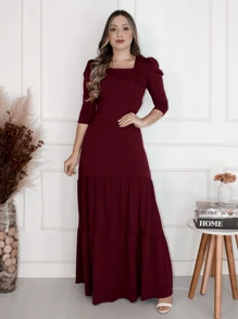 Beautiful Long Dress 3 Marias Moda Evangelica Launch - Redwood - View 2
