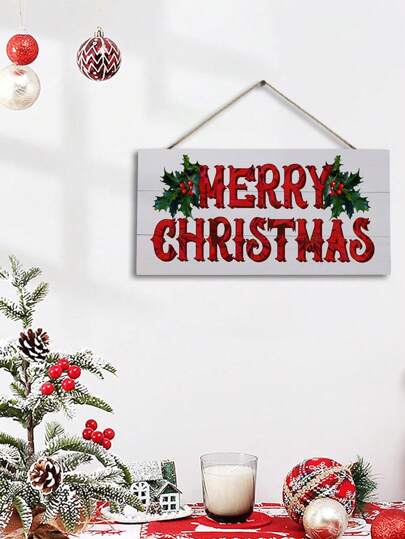 1 件圣诞快乐木门标志，矩形木牌挂墙艺术，质朴的欢迎标志，适用于圣诞节家居装饰，圣诞节