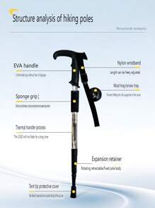 1pc Outdoor Hiking Poles Ultra-Light Retractable Folding Climbing Pole , Suitable For Outdoor Sports