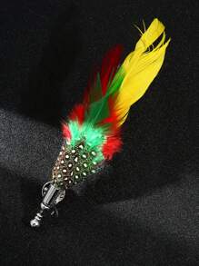 1 Feather Peacock Feather Fashion Brooch Western Ornament Accessory Suitable For Men's Evening Party Wear