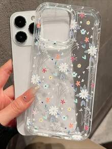 时尚小碎花图案透明 TPU 手机壳适用于 iPhone 15、14、13、12、11、Pro Max、XS、XR、8、7 Plus - 無色 - 查看 3