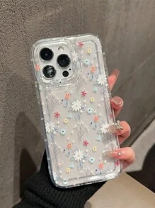 时尚小碎花图案透明 TPU 手机壳适用于 iPhone 15、14、13、12、11、Pro Max、XS、XR、8、7 Plus - 無色 - 查看 1