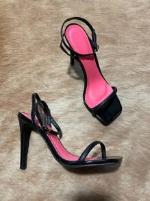 Elegant Thin Heel Sandal - 黑色 - 查看 1