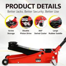 2.5 Ton Low Profile Floor Jack, Steel Racing Floor Jack With Dual Pistons Quick Lift Pump, Hydraulic Floor Jack Lifting Range 3.5"-19.5" - Đỏ - Xem 4