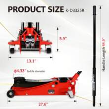 2.5 Ton Low Profile Floor Jack, Steel Racing Floor Jack With Dual Pistons Quick Lift Pump, Hydraulic Floor Jack Lifting Range 3.5"-19.5" - Đỏ - Xem 10